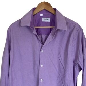 Duchamp London Mens Slim Fit Button Up Shirt Size‎ XL Purple Design Dress Office